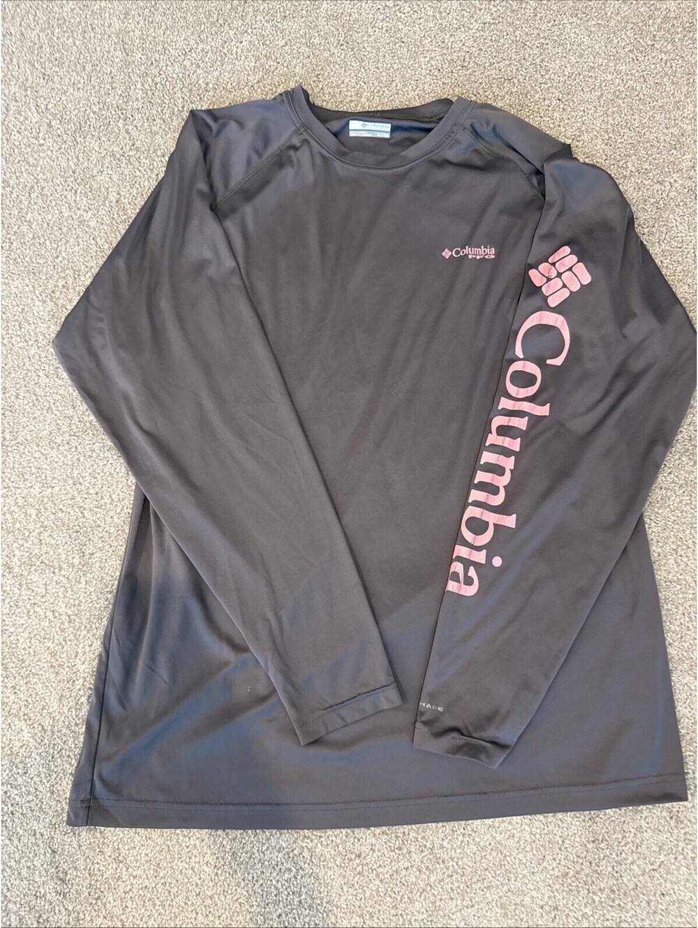 Columbia PFG Shirt Long Sleeve Omni Shield Grey/Pink XLT